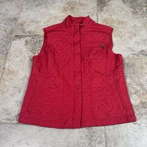 Talbots Vest Women's Petites Small Red Quilted Full Zip Lightweight